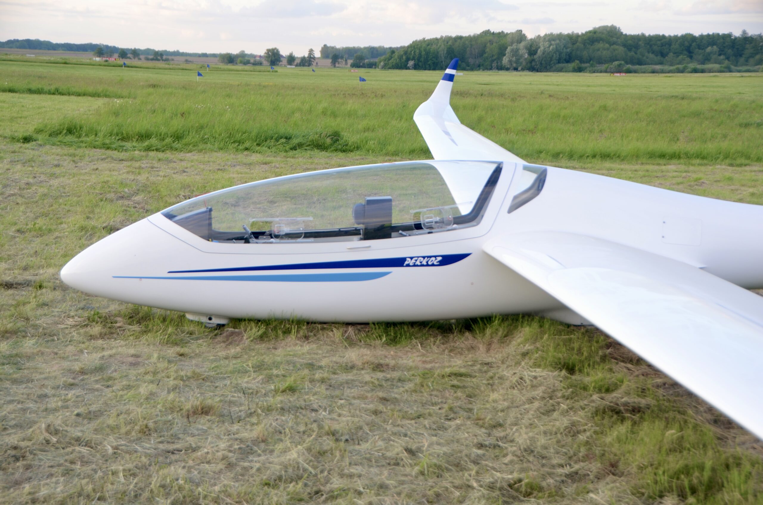 Szybowiec SZD-54-2 Perkoz SP-5102 na pasie trawiastym